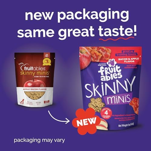 Fruitables Skinny Mini Dog Treats, Training Treats, Bacon & Apple, 5oz