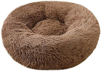 Plush Calming Donut Dog Bed for Small to Medium Dogs, 28 Inch Round Pet Bed