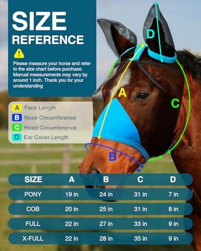 Hilltown Fly Mask for Horse with Ears - Pony, Blue