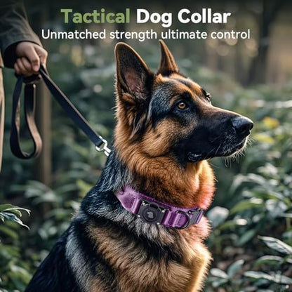 2026 Upgrade Waterproof Tactical AirTag Dog Collar, Built in AirTag Holder