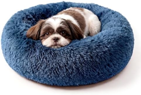 nononfish Plush Dog Bed for Small Dogs,Soft Calming Donut Bed
