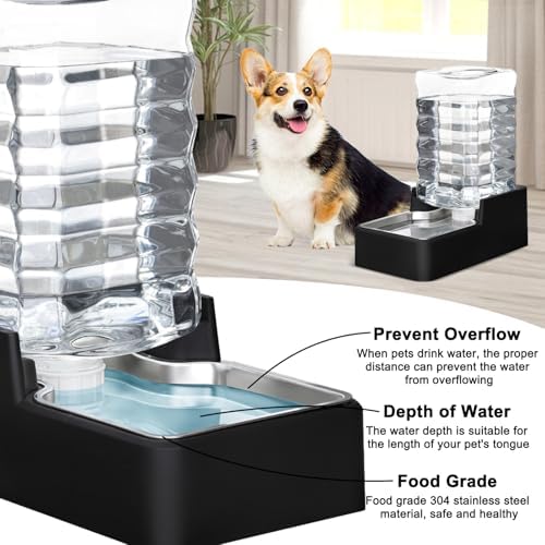 RIZZARI 2.4Gallon Dog Water Bowl Dispenser for Dogs:Leak Resistant Waterer
