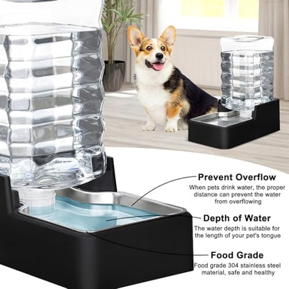 RIZZARI 2.4Gallon Dog Water Bowl Dispenser for Dogs:Leak Resistant Waterer