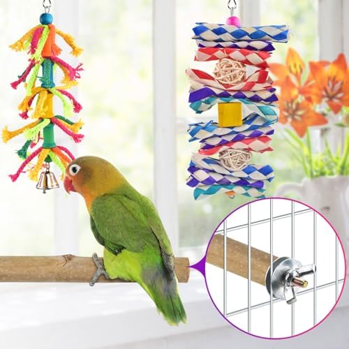 KATUMO Bird Toys, Parakeet Swing Parrot Ladder Cockatiel Perch Conure Hanging Bell Toys for Parakeet Conure Cockatiel Mynah Love Bird Small Birds