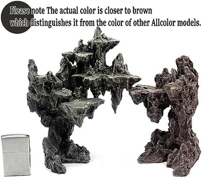 Allcolor Aquarium Rock Decor, 3-Piece Elf Island for 5-10 Gallon Tanks