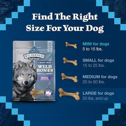Blue Buffalo Wilderness Mini Dog Dental Chews, Grain-Free, 27 oz