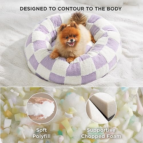 LE SURE Shown on TV Jacquard Donut Cute Small Dog Beds,Purple 23x23x7in