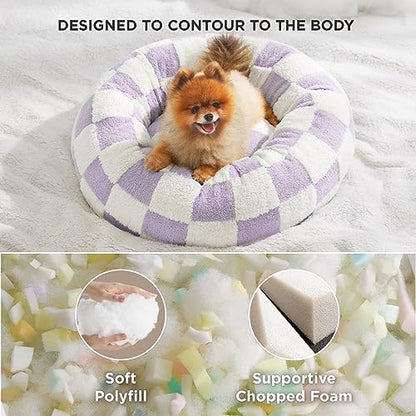 LE SURE Shown on TV Jacquard Donut Cute Small Dog Beds,Purple 23x23x7in