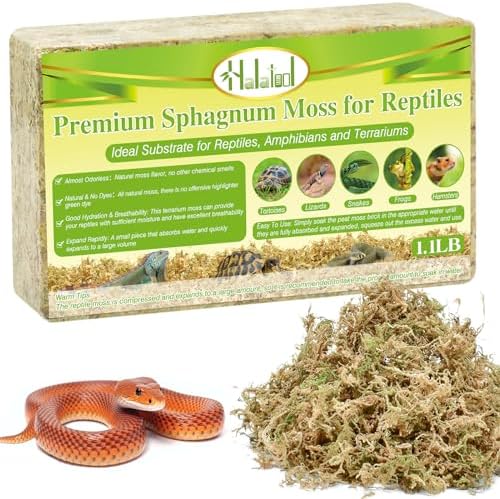 Sphagnum Moss for Reptiles, 1.1 lb Natural Terrarium Substrate Bedding