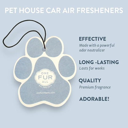 One Fur All Pet House Car Air Freshener - Sunwashed Cotton Pack of 4 - Non-toxic Car Air Freshener - Pet-Friendly Air Freshener For Small Spaces & Car - Hanging Odor Eliminating Air Freshener