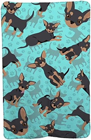 Caroline's Treasures MLM1067TBLT Black and Tan Chihuahua Soft Travel Blanket with Bag Airplane Blanket, Indoor Outdoor Camping Blanket for Traveling, Picnics, Beach Trips, Concerts