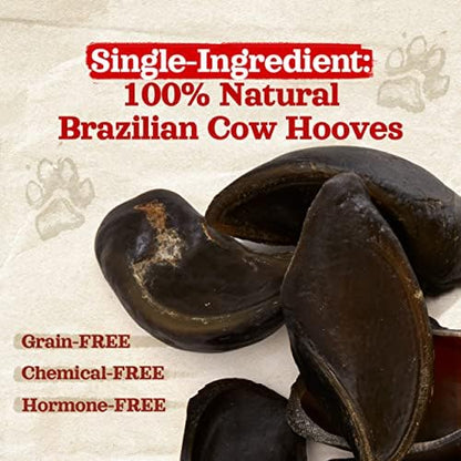 Natural Farm Cow Hooves (12 Pack), Odor-Free, All Natural Sourced from Farm-Raised Beef Hoof Dog Treats, Great Alternative to Bully Sticks or Rawhide, Dental Chew for Small, Medium, Large Breeds