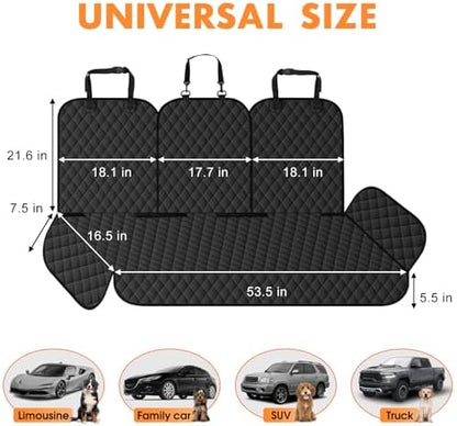 NECKORY Dog Car Seat Cover for Back Seat, Fits Cars/SUVs/Trucks, M-Black