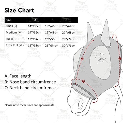 Harrison Howard Super Comfort Stretchy Fitting Horse Fly Mask with UV Protection Soft on Skin with Breathability Tribe Feather Cob (Medium)