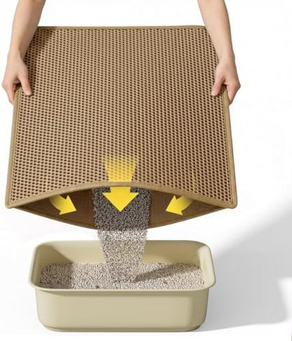 Cat Litter Mat, 30"x24", Waterproof, Easy to Clean (Brown-1Pack)