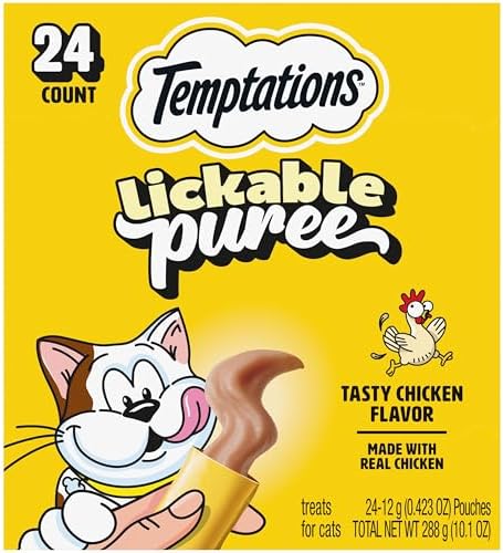 Temptations Creamy Puree Lickable Cat Treats, Chicken, 24 Count