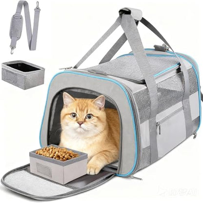 17" Soft Cat Carrier with Shoulder Strap for Travell, Light Grey