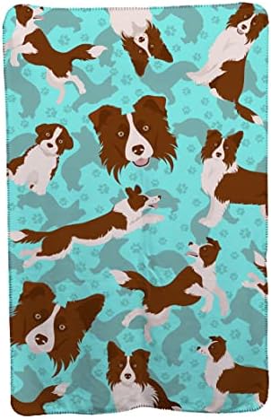 Caroline's Treasures MLM1063TBLT Red Border Collie Soft Travel Blanket with Bag Airplane Blanket, Indoor Outdoor Camping Blanket for Traveling, Picnics, Beach Trips, Concerts