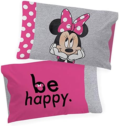 Disney Minnie Mouse Cartoon Kids Pillowcase Reversible for Girls, Gray