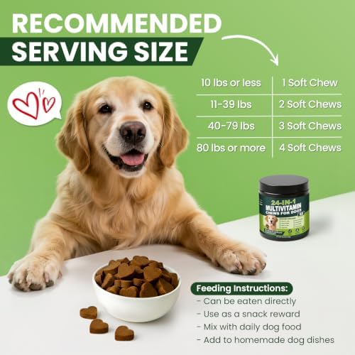 24-in-1 Dog Vitamins and Supplements 60 Ct Daily Multivitamin for Dogs