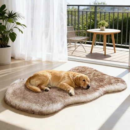 Dog Bed Rug for Large Dogs, Faux Fur Orthopedic Thick Foam 50"x30"x3"