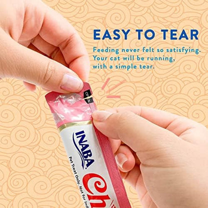 INABA Churu Lickable Purée Natural Cat Treats (Chicken with Scallop Recipe, 4 Tubes)