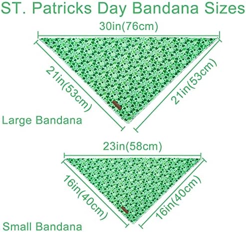 St. Patrick's Dog Bandanas, Shamrock Triangle Bid Scarf for Medium Large Girl Boy Dogs, Spring Cotton Puppy Kerchief, Green Dog Bandana