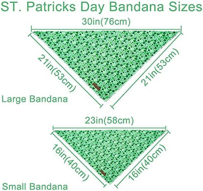 St. Patrick's Dog Bandanas, Shamrock Triangle Bid Scarf for Medium Large Girl Boy Dogs, Spring Cotton Puppy Kerchief, Green Dog Bandana