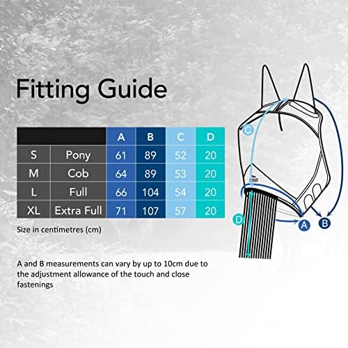 Harrison Howard CareMaster Horse Fly Mask with Ears and Nose Fringe Fly Protector Defender Mask Signature Blue Full Size