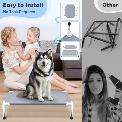 Elevated Dog Bed, Raised Dog Bed for Large Dogs, Cooling Dog Cots Beds
