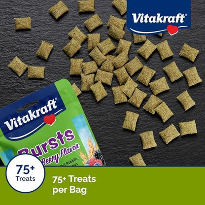 Vitakraft Bursts Small Animal Treat Wildberry Flavor 1.76 oz - Crispy Outside with Soft Berry Center - Fun Reward Snacks for Rabbits Guinea Pigs Hamsters and Other Small Pets