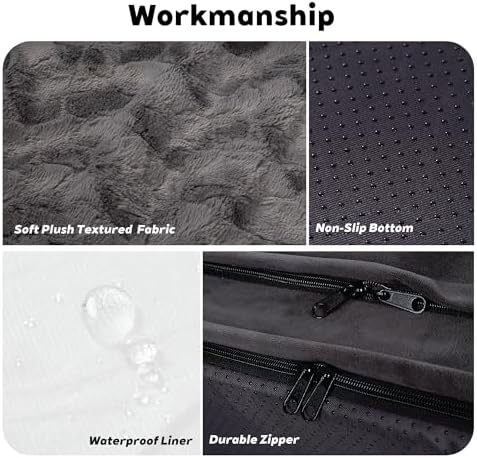 Orthopedic Dog Bed Couch for XXLarge Sized Pets with Egg Foam Support, Four-Sided Bolster Cushions, Soft Tear-Resistant Fabric, and Removable Machine Washable Plush Cover, 53'', Dark Gray