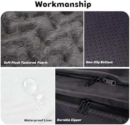 Orthopedic Dog Bed Couch for XXLarge Sized Pets with Egg Foam Support, Four-Sided Bolster Cushions, Soft Tear-Resistant Fabric, and Removable Machine Washable Plush Cover, 53'', Dark Gray