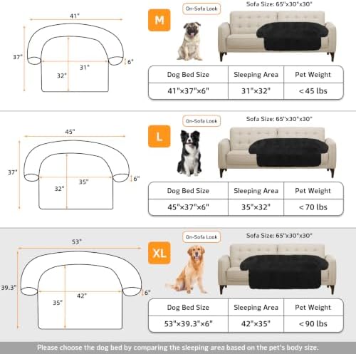 GGIB Calming Dog Bed Fluffy Plush Dog Mat for Furniture Protector with Removable Washable Cover for Large Medium Small Dogs and Cats (Extra Large (53x39.3x6), Black)