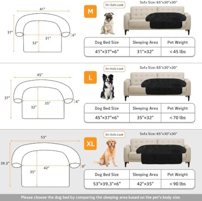 GGIB Calming Dog Bed Fluffy Plush Dog Mat for Furniture Protector with Removable Washable Cover for Large Medium Small Dogs and Cats (Extra Large (53x39.3x6), Black)