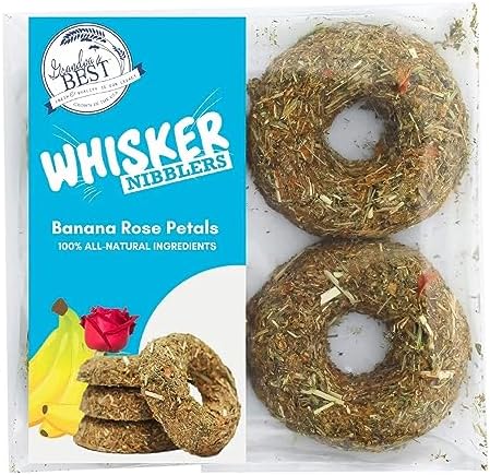 Whisker Nibblers Banana Rose Petal Treats for Rabbits, Guinea Pigs and Small Animals