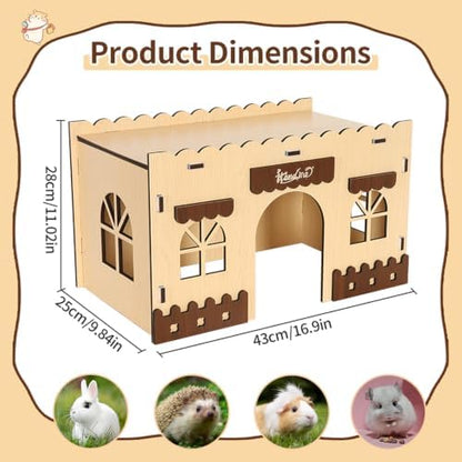 Wooden Guinea Pig Hideout Bunny House Rabbit Bed – Small Animal Habitat