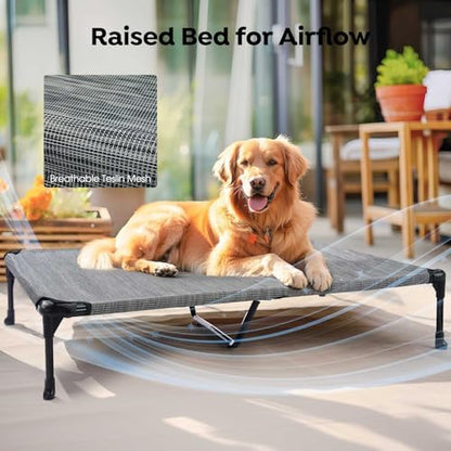 Veehoo Outdoor Elevated Dog Bed with Waterproof Bolster Cushion, Cooling