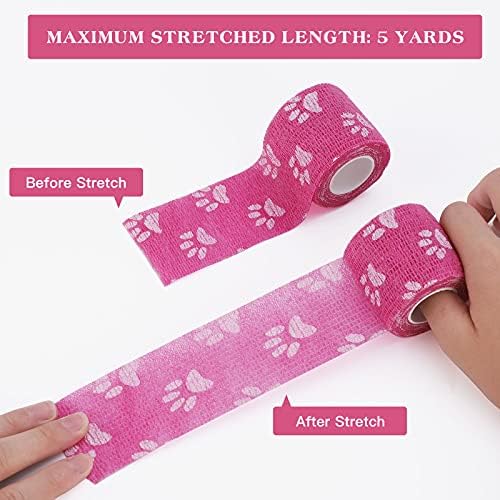 Vet Wrap Self Adhering Bandage Wrap Cohesive Bandage Multi-Function Wrap Tape for Dogs Cats Horses Birds Animals Non-Woven Strong Sports Tape for Wrist Healing Ankle Sprain & Swelling 12 Rolls
