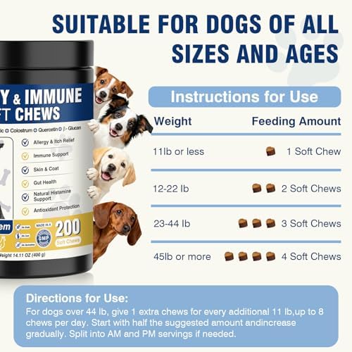 Dog Allergy Chews 200 ct Probiotics Immune Support for All Breeds & Ages