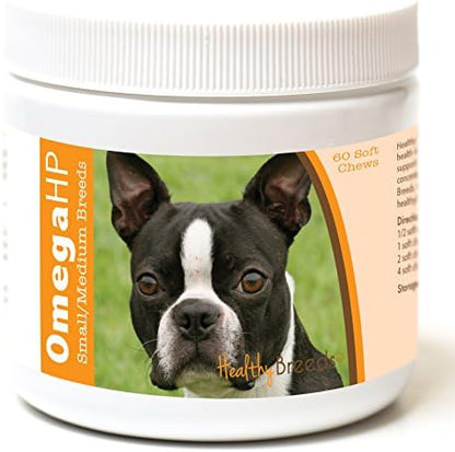 Healthy Breeds Boston Terrier Omega HP Fatty Acid Skin and Coat Support Soft Chews 60 Count