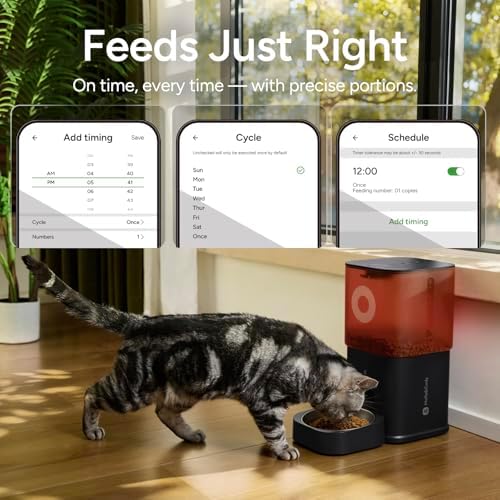 Automatic Cat Feeder with Camera: 6L Automatic Dog Feeder with 2-Way Audio Night Vision Dual Power Supply App Control 2.4G WiFi, Timed Auto Cat Food Dispenser with Stainless Steel Bowl (White)