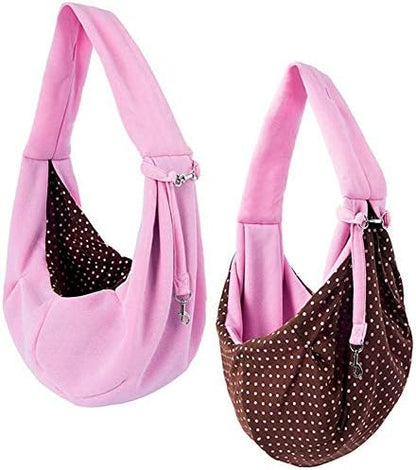 Pet Sling Carrier Bag Travel Tote for Cats Dogs, Up to 16 lbs (Pink)