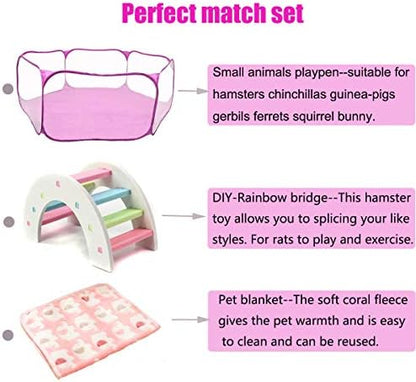 Hamster Playpen with Mat, Large - Foldable Exercise Playpen, Breathable and Transparent Pet Cage Fence Indoor/Outdoor for Guinea Pigs Small Animal Gerbils Chinchillas Hedgehogs Rats