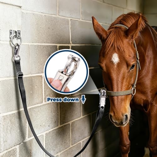 Cross Ties for Horse, 4 Pack Adjustable Nylon Cross Ties with Tie Rings