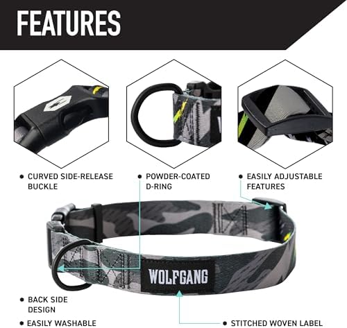 Wolfgang Heavy Duty Martingale Dog Collar with Quick Release Nylon Buckle for Walking & Training, DarkSkies Print, Extra Large