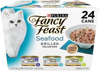 Purina Fancy Feast Grilled Seafood Wet Cat Food, 3 oz Cans, 24-Pack