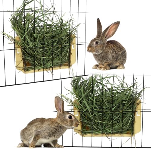 Hypeety Rabbit Hay Feeder Automatic Hay Rack for Guinea Pigs, Yellow, 2pcs