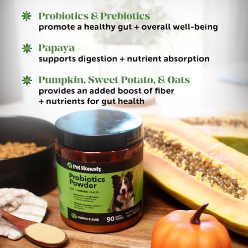 Pet Honesty Dog Probiotic Powder for Digestion & Gut Health, 90 Scoops