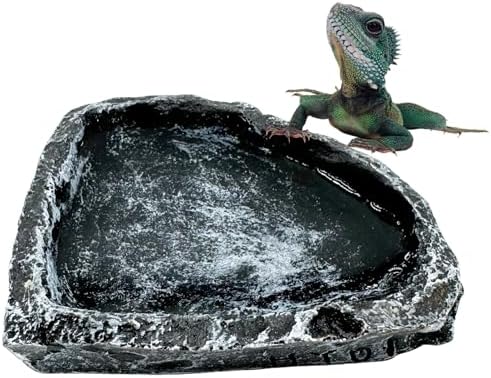 Reptile Water Dish Food Bowl, 3 Pack Reptile Feeding Bowls for Bearded Dragon Lizard Frog Gecko Tortoise Hermit Crab Snail (Black)